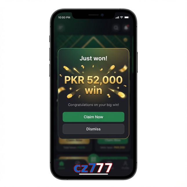 Main screen of Cz777 win page for PK players